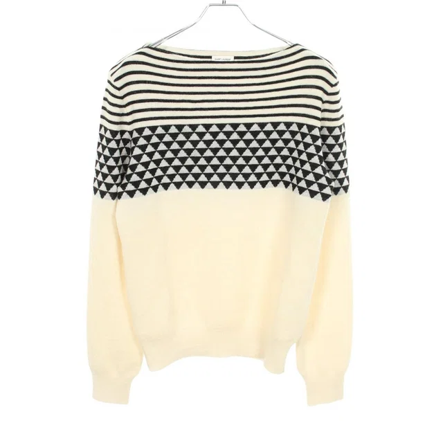 Saint Laurent Knit Border Wool Sweater in Wool from The Reluxe