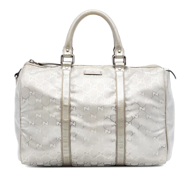 Silver Gucci Medium GG Imprime Joy Boston Bag in Silver Coated canvas from Designer Revival