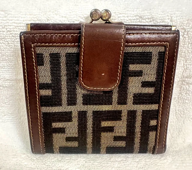 Fendi Bifold Wallet With Brown And Black Logo Design in red|brown|neutral Coated canvas from Poshmark