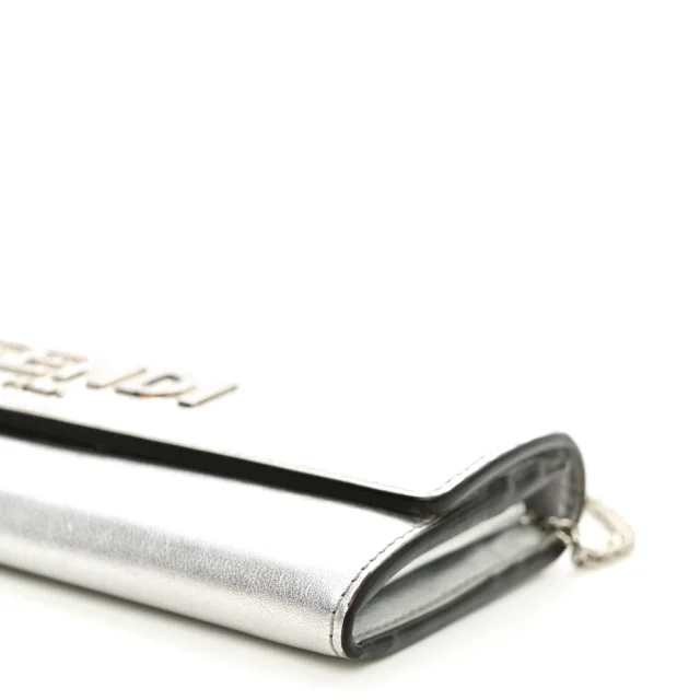 Fendi Metallic Calfskin Continental Wallet On Chain Argento in Calfskin from FASHIONPHILE, photo 9 of 9