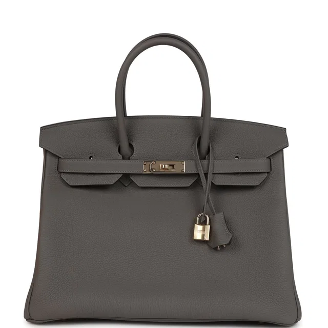 Hermès Birkin 35 Gris Meyer Togo Permabrass Hardware in Grey Togo leather from Madison Avenue Couture