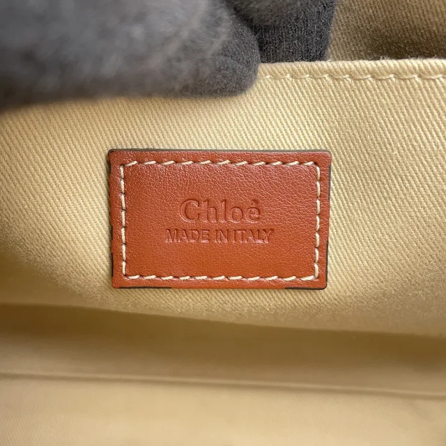Chloé Woody Small Tote Bag Beige/Brown Canvas Leather Size Small in Brown Canvas from GALLERY RARE, photo 12 of 13