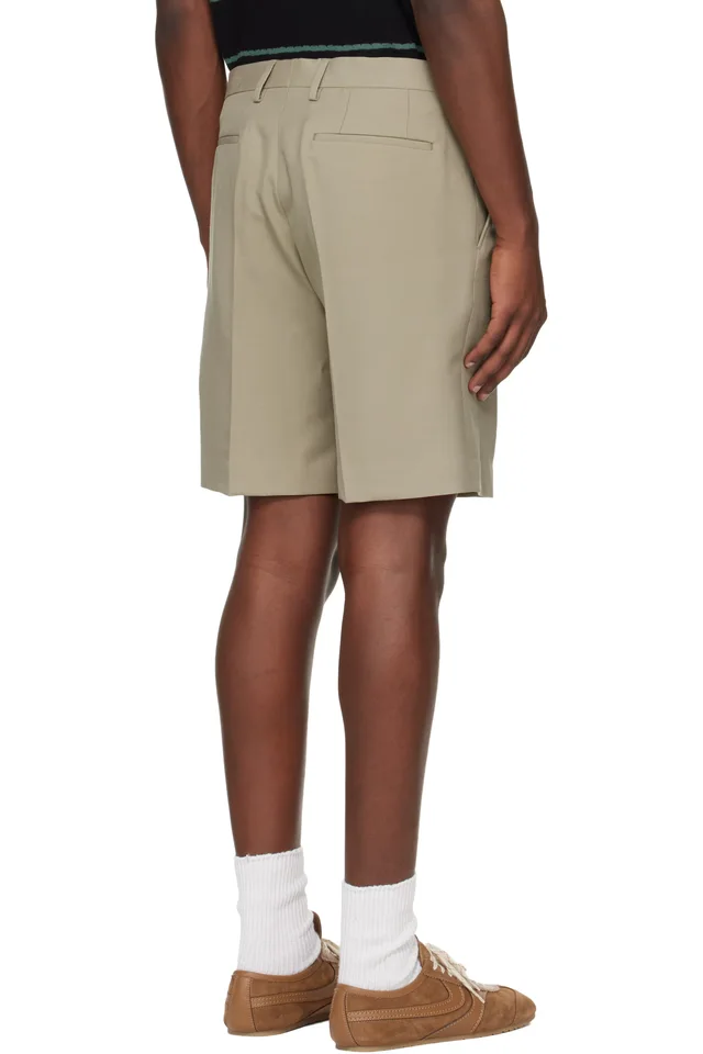 Dries Van Noten Beige Wool Shorts, photo 3 of 4 from SSENSE