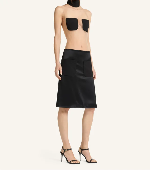 Courreges satin-finish pocket-detail mini skirt, photo 3 of 4 from SENSER