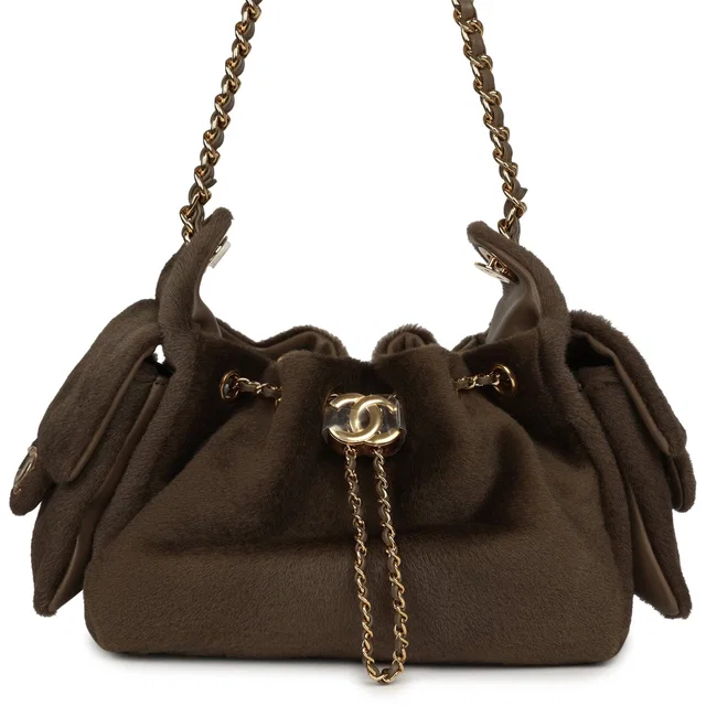 Chanel Mini 25 Hobo Bag Dark Khaki Pony Hair Gold Hardware in Green Leather from Madison Avenue Couture