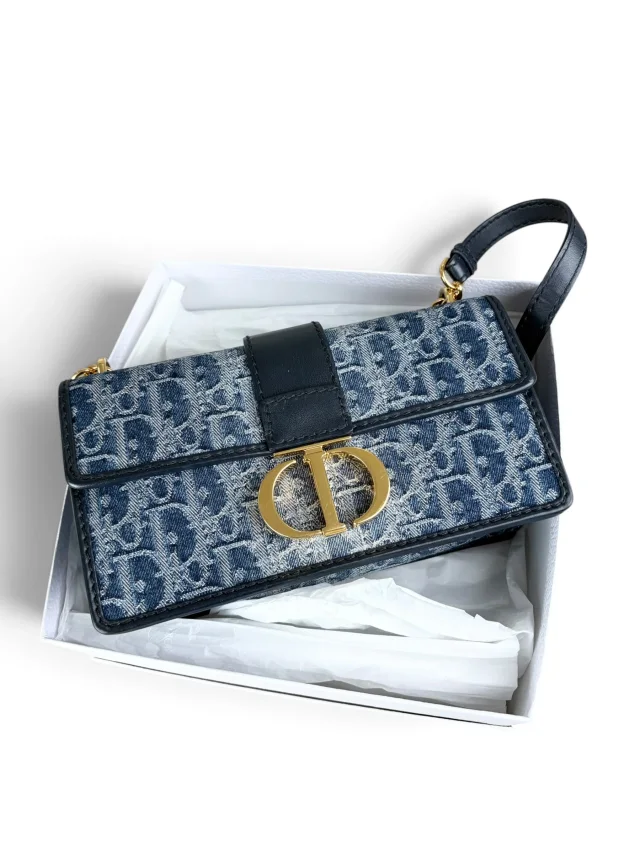 Dior Denim Oblique 30 Montaigne East West Chain Bag in Denim from Season 2 Consign, photo 2 of 11