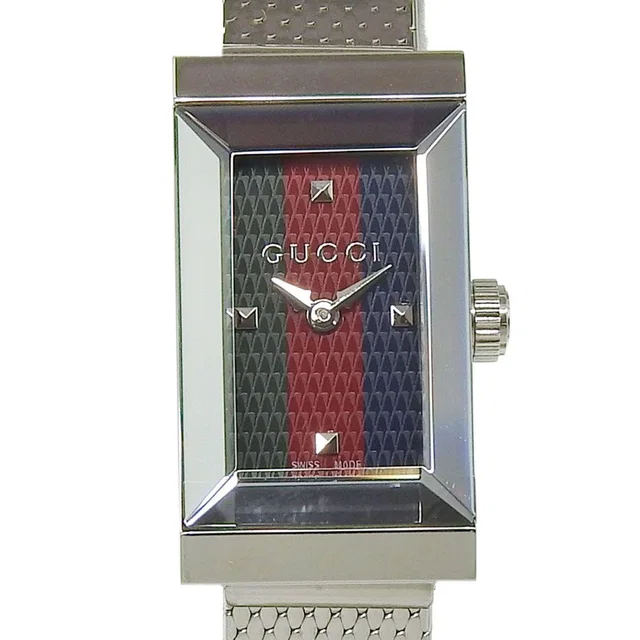 Gucci Frame Rectaregular Tricolor Stainless Steel Quartz Analog Display Green in Green from The Reluxe