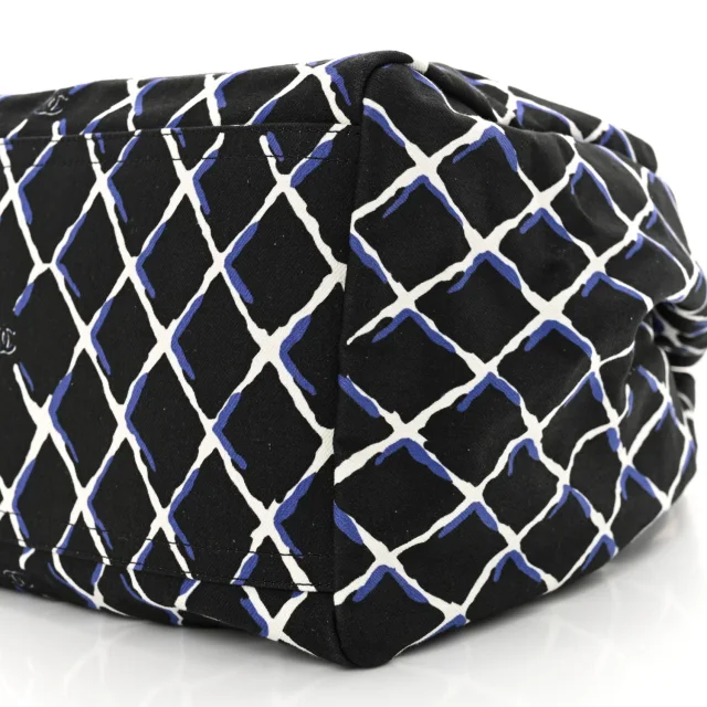 Chanel Printed Airline Drawstring Bag Black Blue in Black Canvas from FASHIONPHILE, photo 10 of 12