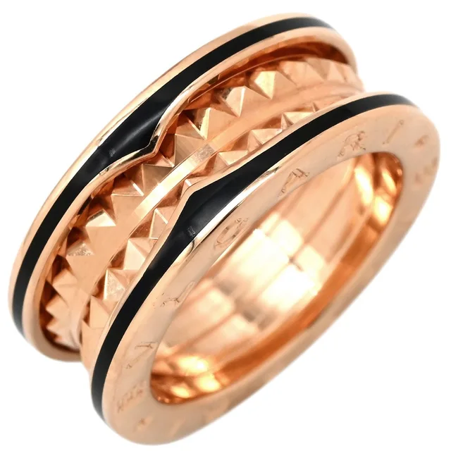 Bvlgari B.zero1 Ring Rock Band Black Pink Gold 53 18K in Black Ceramic from The Reluxe