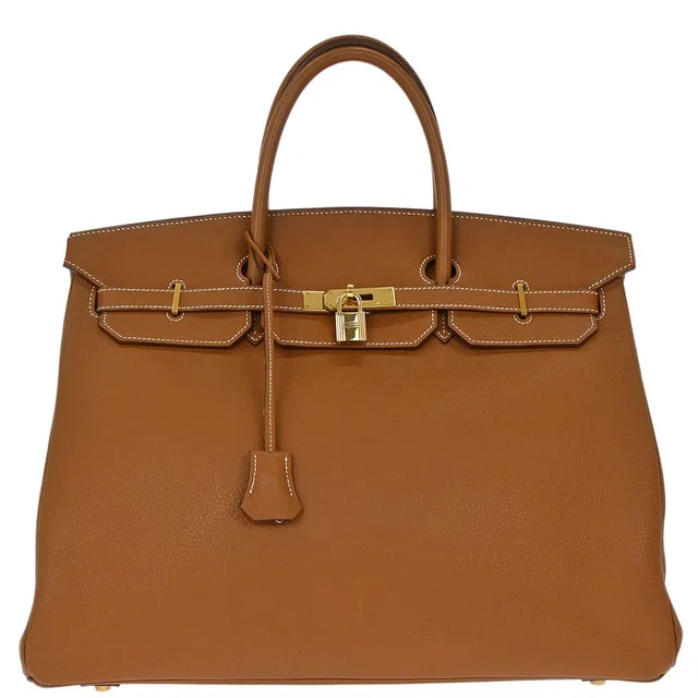Hermès Gold Taurillon Clemence Birkin 40 Handbag in Gold Clemence leather from AMORE Vintage Tokyo