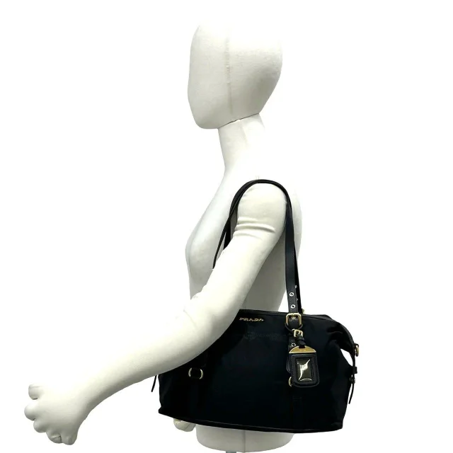 Prada Leather Tote Bag in Black Nylon from LuxUness, photo 2 of 10