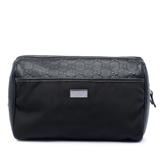 Black Gucci Guccissima Trimmed Nylon Clutch in Black Nylon from Designer Revival