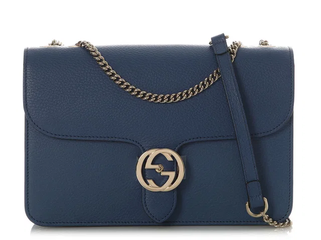 Gucci Blue Interlocking G Dollar Flap in Blue Leather from Ann's Fabulous Finds