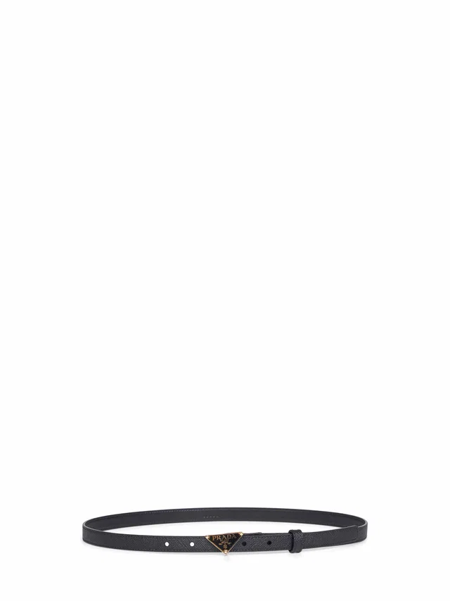 Prada Saffiano Leather Belt — Black Calf in Black Saffiano leather from HEWI