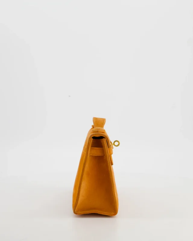 Hermès Vintage Mini Kelly Pochette Bag in Orange Calfskin from Sellier, photo 5 of 23