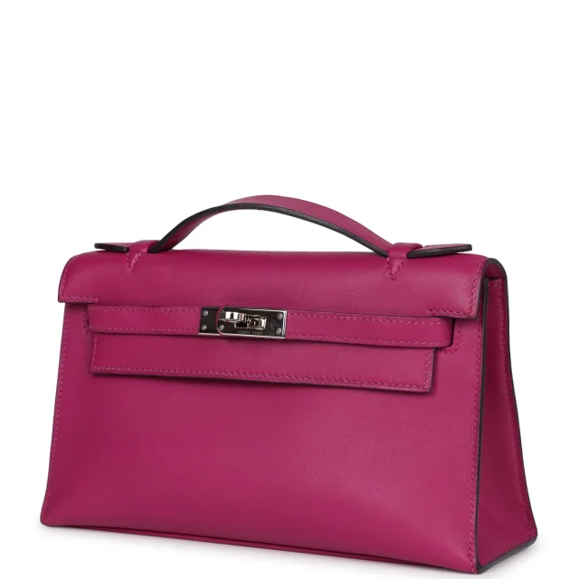 Hermès Kelly Pochette Rose Pourpre Swift Palladium Hardware in Pink Swift leather from Madison Avenue Couture, photo 5 of 8