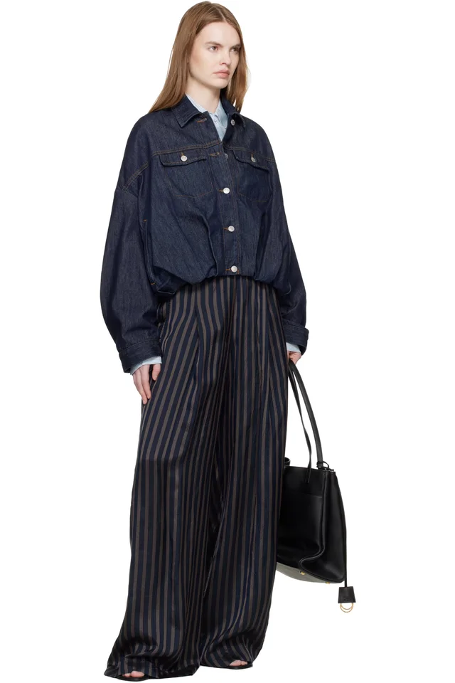 Dries Van Noten Navy Drawstring Trousers, photo 4 of 4 from SSENSE