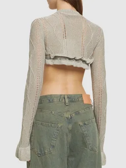 Cormio Cropped pullover with ruffled details in 70% Viscose, 15% Metallic Fiber, 15% Polyamide, photo 3 of 5 from LUISAVIAROMA