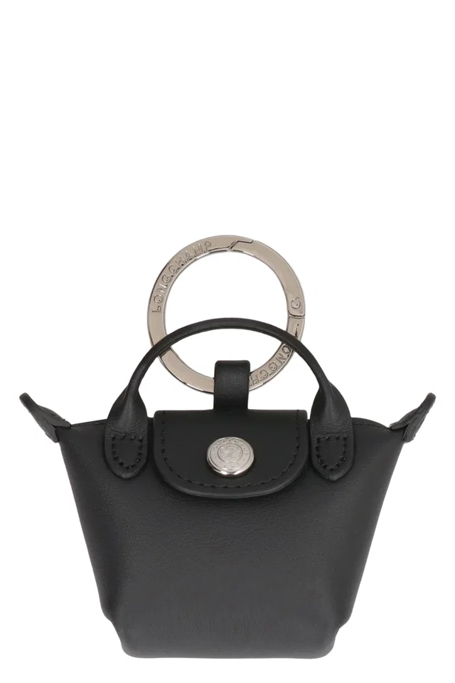 Longchamp Key Case — Black Cow Hide Keychains in Black Leather from HEWI