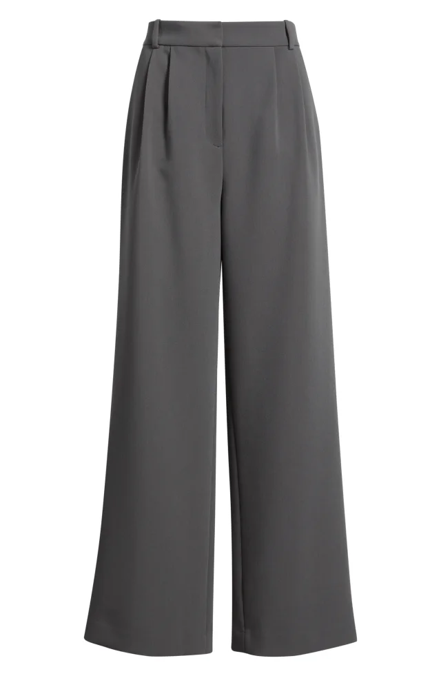 Open Edit Icon Twill High Waist Wide Leg Trousers in Grey, photo 7 of 8 from Nordstrom Rack