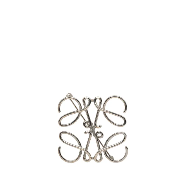 Silver LOEWE Palladium Plated Anagram Brooch in Silver from Designer Revival