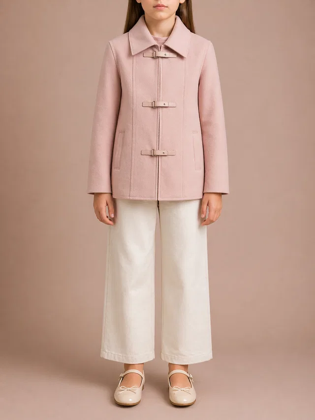 Loro Piana Kids Baby Pink Cashmere Jacket with Lambskin Leather Front Strap Details Size 6 years in Pink Lambskin from Sellier