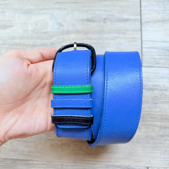 Omega Vintage Blue Genuine Leather Belt Colorblock Keeper Size 30 Statement in blue Leather from Poshmark
