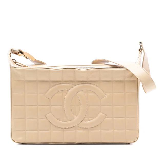 Beige Chanel Medium Lambskin Chocolate Bar Shoulder Bag in Brown Lambskin from Designer Revival, photo 1 of 1