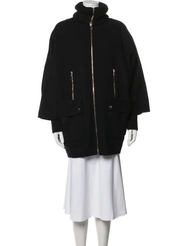 Moncler Wool Down Coat in black Wool from The RealReal