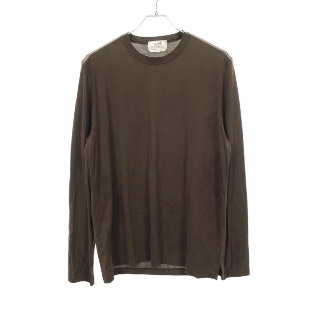 Hermès Long Sleeve T-Shirt H Embroidery Crew Neck Cotton from The Reluxe