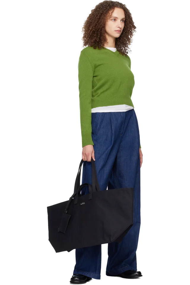 A.P.C. Black 'Le Drummer' Toile Tote, photo 4 of 4 from SSENSE