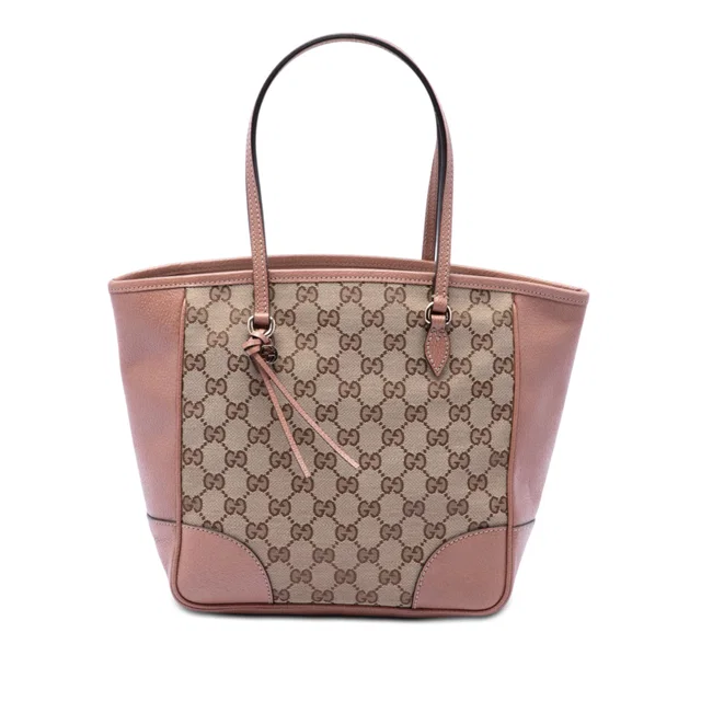 Beige Gucci GG Canvas Bree Tote in Beige Canvas from Designer Revival