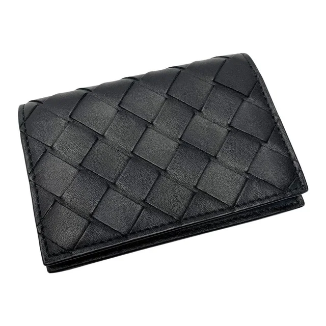 Bottega Veneta Card Case Business Holder in Black Calfskin from The Reluxe