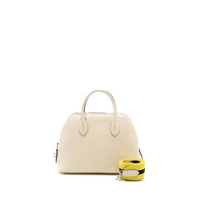 Hermès Bolide 1923 25 Epsom Nata / Bleu Indigo / Lime SHW Stamp B in Blue Epsom leather from EMIER