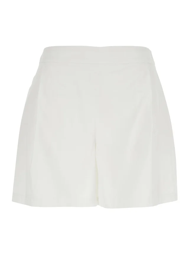 LEPLAIN White Women's Shorts with Semi-Elasticated Waist and Side Closure in Cotton Blend in White 66% Cotton 30% Nylon 4% Elastane, photo 2 of 6 from Gaudenzi Boutique