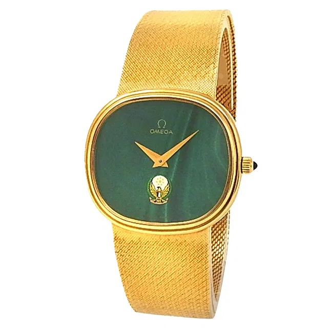 Omega Vintage 18k Yellow Gold Manual Malachite UAE Green Men’s Watch in Green from Truefacet