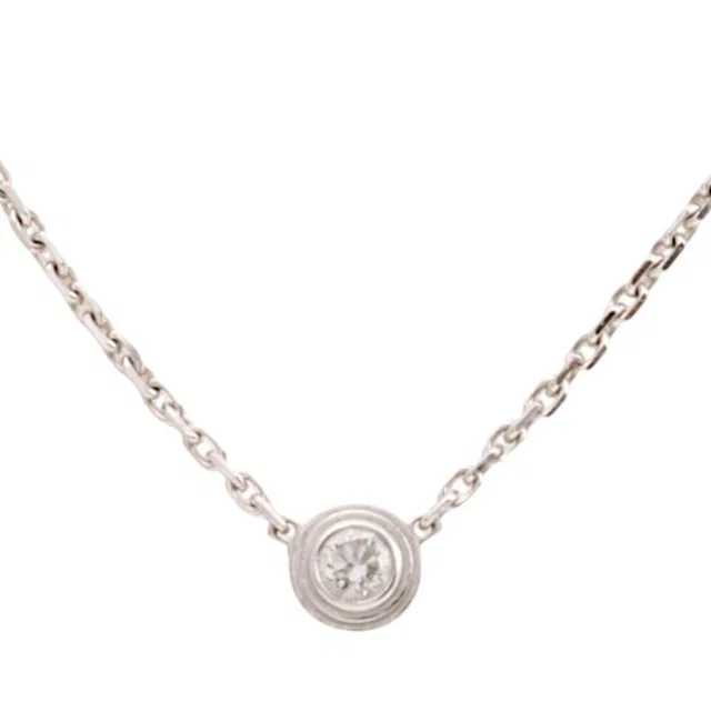 Cartier 18K Damour Necklace White Gold in White from VINTAGE QOO TOKYO