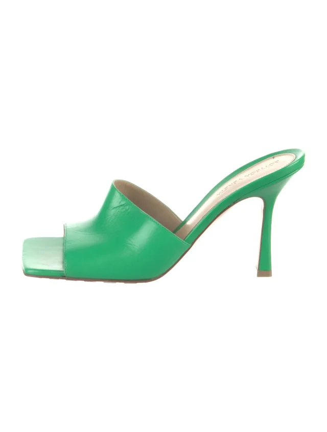 Bottega Veneta Leather Slides in green Leather from The RealReal