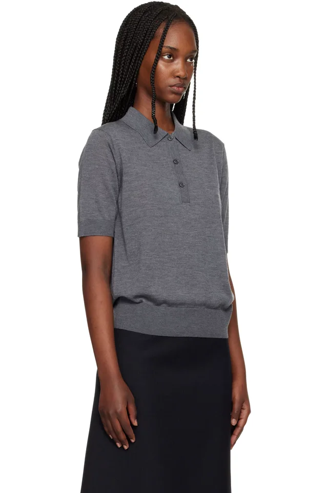 Loulou de Saison Gray Migo Fluid Cashmere Polo, photo 2 of 4 from SSENSE