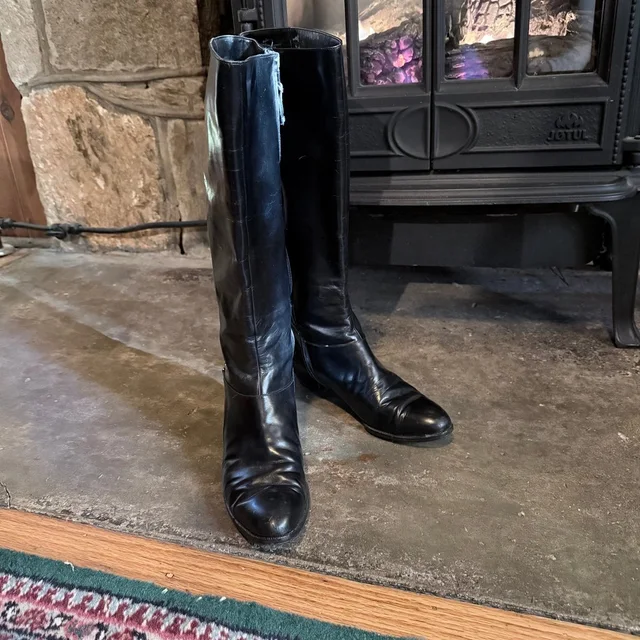 Vtg Salvatore Ferragamo Black Leather Knee-High Boots Infinity Hardware Sz 6.5n in black Leather from Poshmark