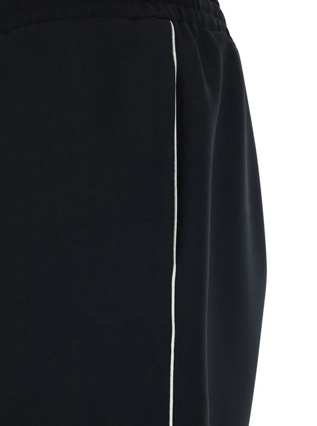Valentino Black Bermuda Shorts with Elastic Waist and VLogo Plaque on the Back for Men in Black 100% Polyester, photo 5 of 6 from Gaudenzi Boutique