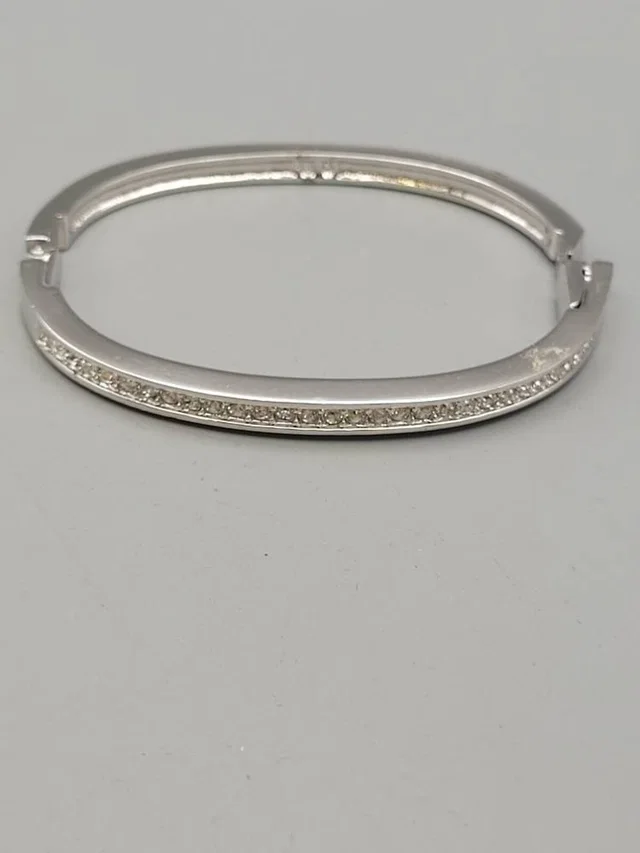 Swarovski Tone Crystal Bangle Bracelet Swan Mark in Silver Crystals from Oxfam Online Shop