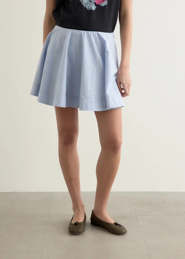 Ganni Stripe Cotton Mini Circle Skirt in Purple from Incu, photo 1 of 1