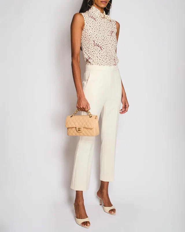 Valentino Cream Polka Dots Sleeveless Shirt With Bow Details High Neck and Red Valentino… in White Silk from Sellier
