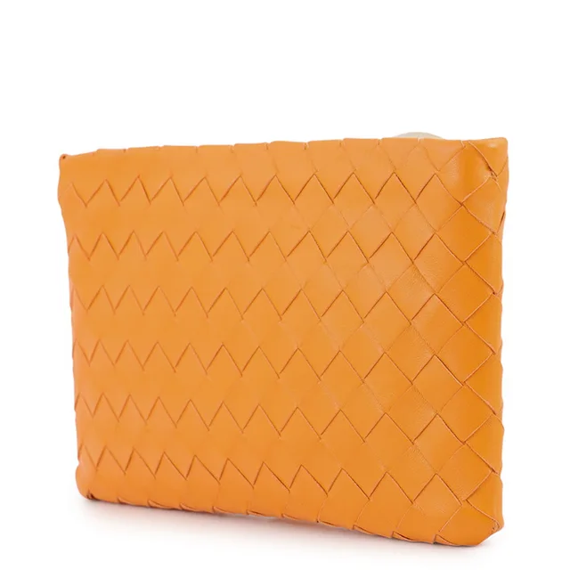 Bottega Veneta INTRECCIATO Clutch Bag Orange Leather in Orange Woven leather from GALLERY RARE, photo 2 of 3
