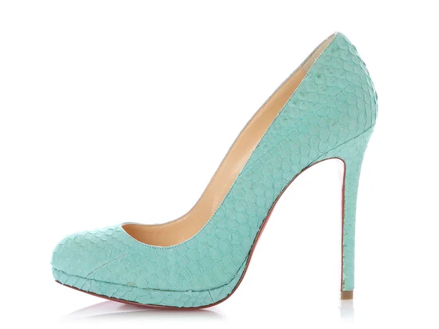 Christian Louboutin Aquamarine Watersnake Neofilo Pumps in Leather from Ann's Fabulous Finds