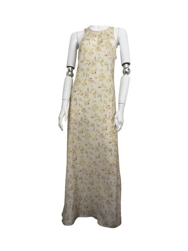 Christian Lacroix Sleeveless Cream Floral Maxi Dress in yellow from Poshmark
