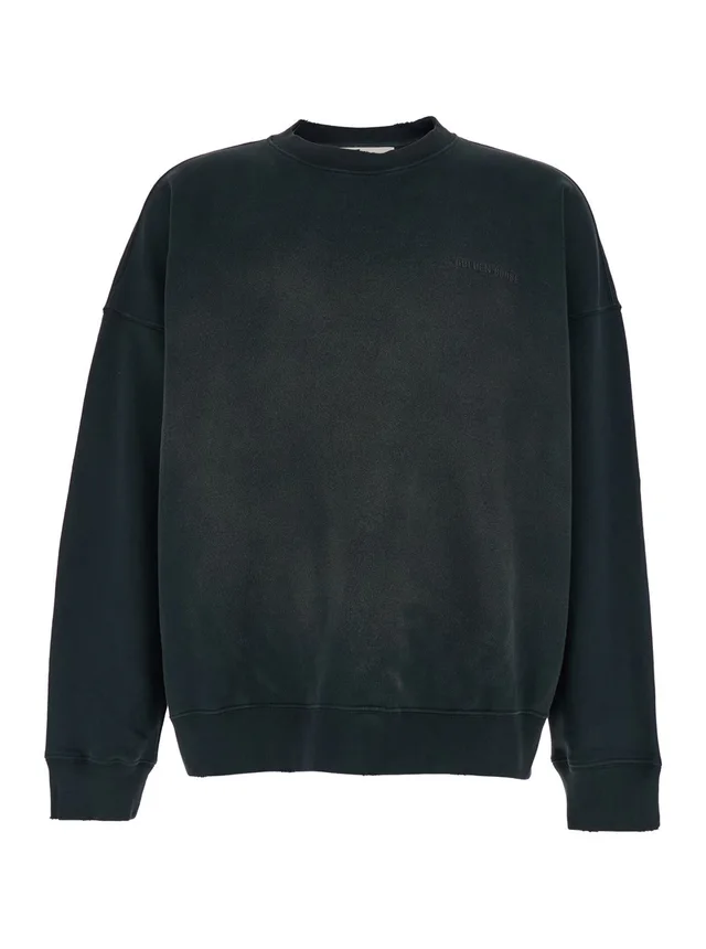 Golden goose Grey Crewneck Sweatshirt with Logo Lettering on the Front and Bleached Effect in Cotton Men in Grey 100% Cotton, photo 2 of 6 from Gaudenzi Boutique