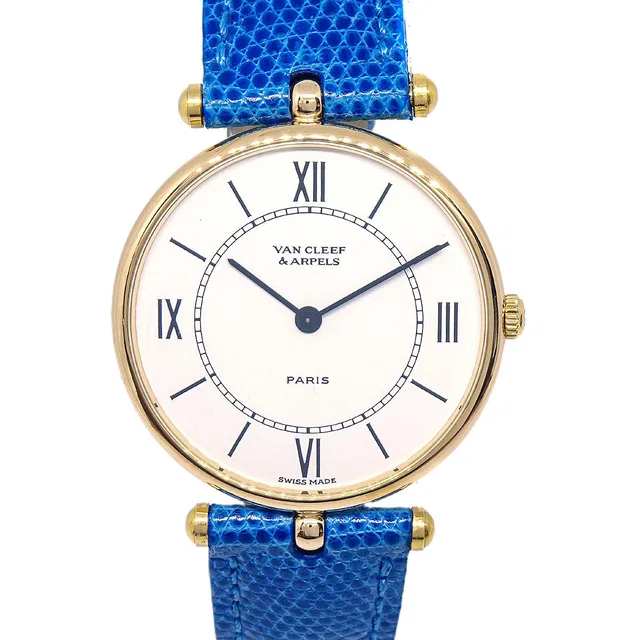 Van Cleef & Arpels Classic Watch 30mm Ref.18101 Quartz 18KYG Lizard in Lizard from AMORE Vintage Tokyo