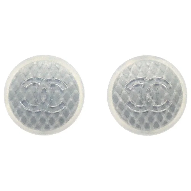 Chanel 1999SS Button Earrings Clip-On Gray 99S in Grey from AMORE Vintage Tokyo